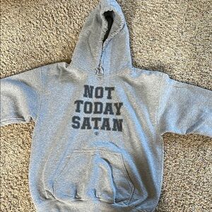Gray Hoodie with 'Not Today Satan' Print